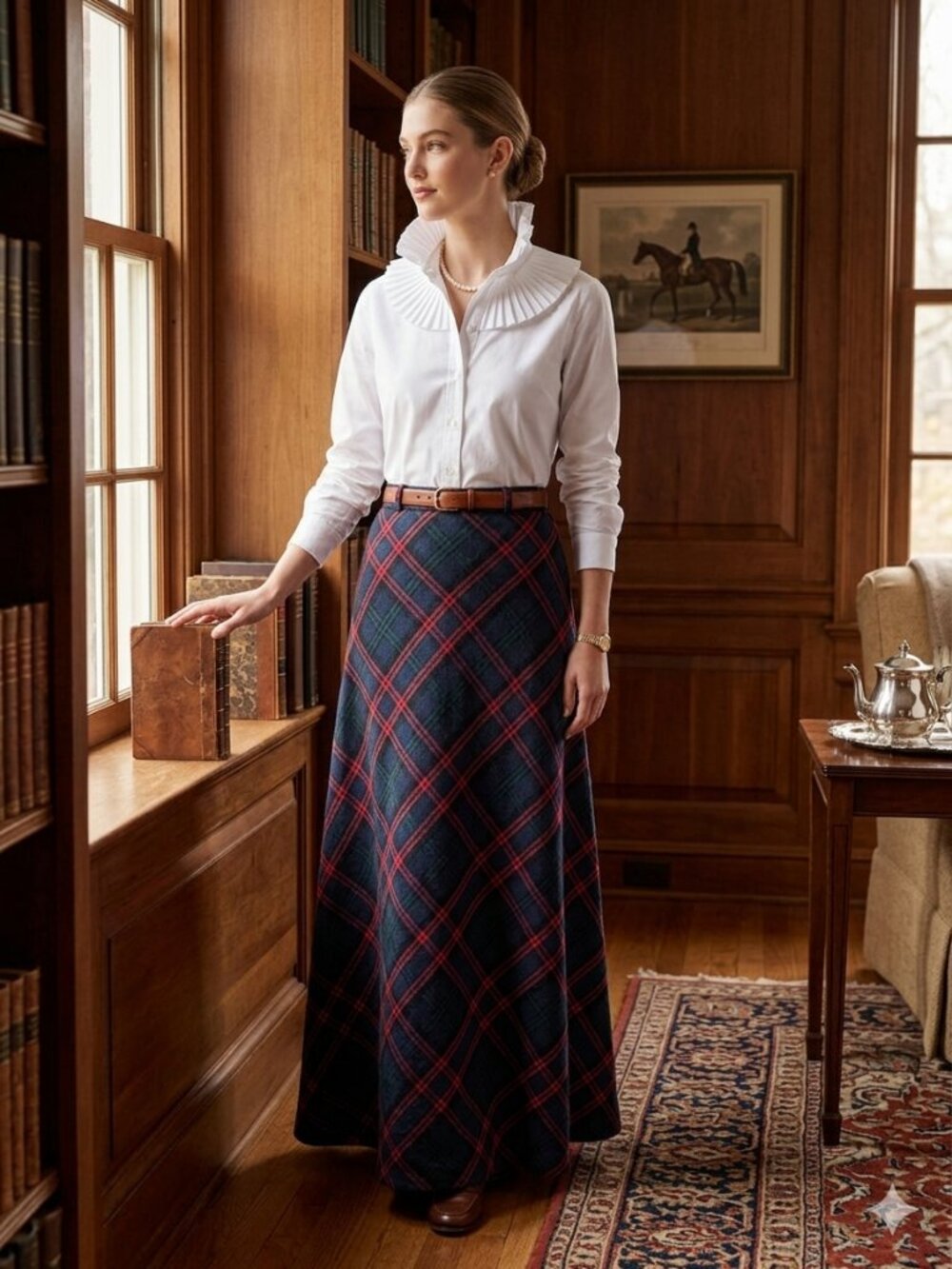 Vintage Dewey's of Vermont Wool Tartan Bias Maxi Floor Length Skirt A-Line Small